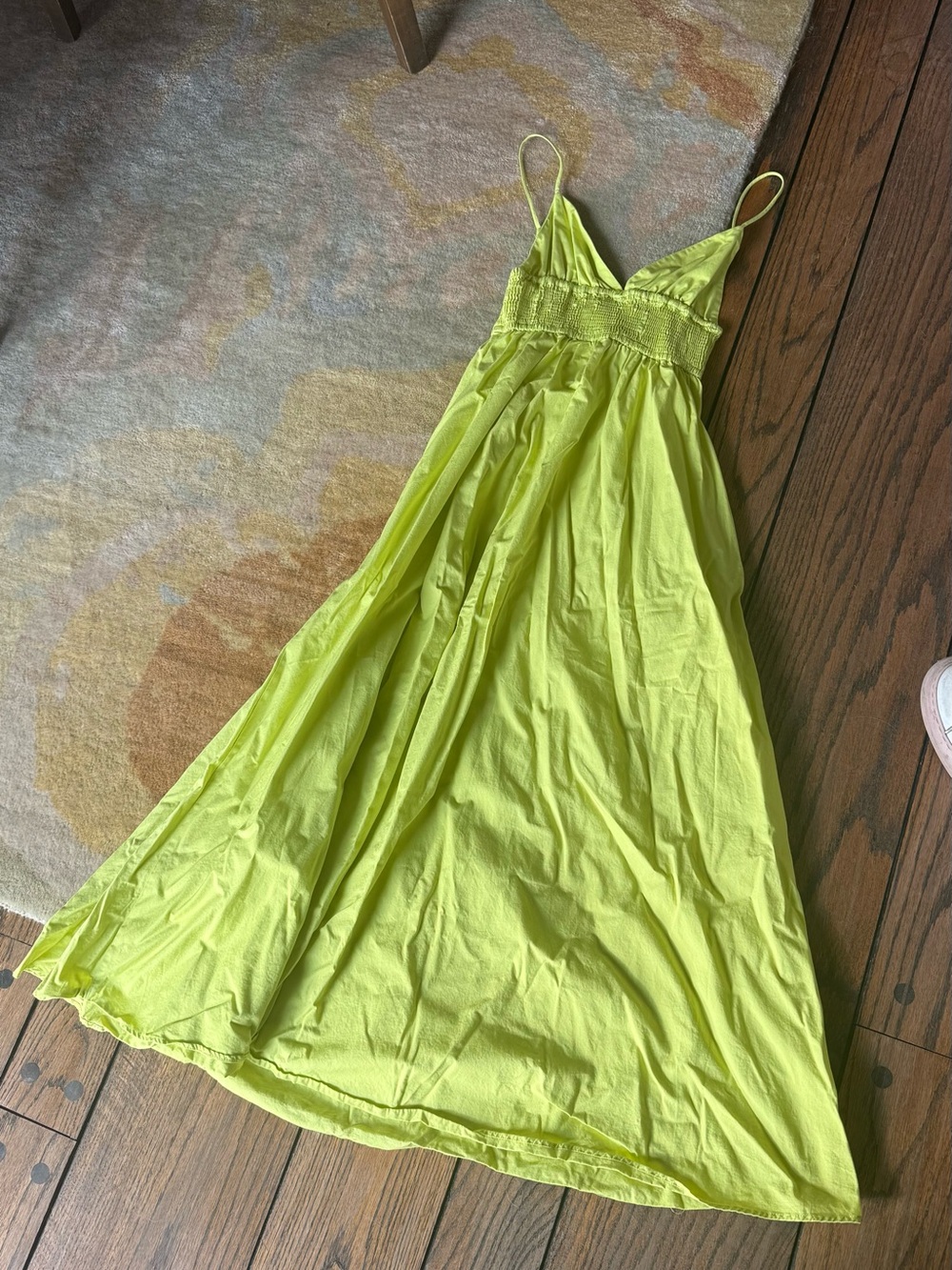 Zara Bright Lime Green Spaghetti-Strap Maxi Dress